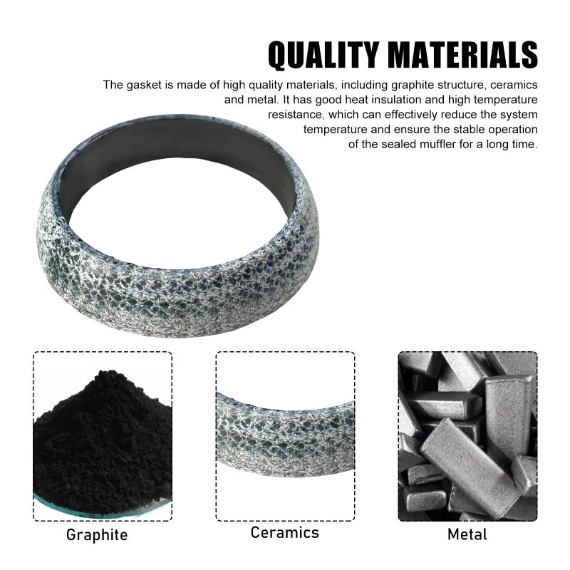 KVAEY ID 65mm Car Exhaust Gasket, Graphite Construction Exhaust Donut Gaskets Seal Muffler Ring, Leakproof Exhausts Pipe Manifold Gaskets Muffler Gasket Replacement for RV SUV Truck - Image 3