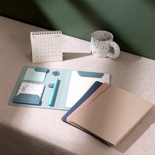 LHiDS Creative Magnetic Business Portfolio Lite Resume Padfolio Organizer with Clipboard, Paper Clip, Writing Pad, Pen/Card Holder, Magnetic Closure for Work, School and More (Sky Blue, A5) - Image 2