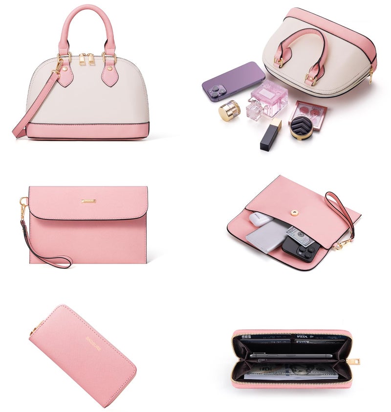 Bagsure 4 قطع حقائب يد نسائية عصرية، محافظ، حقائب كتف، حقيبة توت عادية، حقائب كروس بودي، مجموعة حقائب هدية للسيدات والفتيات، مجموعة حقائب ساتشل للنساء - Image 5