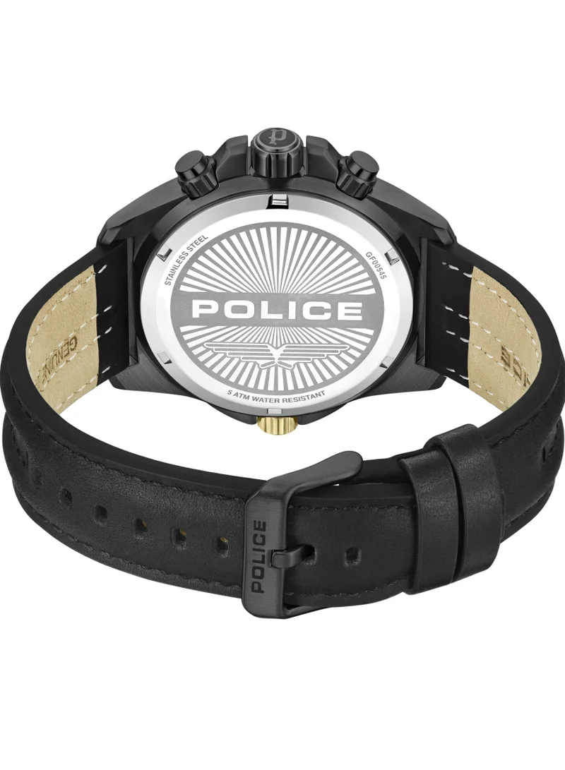 بوليس Electrical 45mm Men's Chronograph Watch with Black Leather Strap
