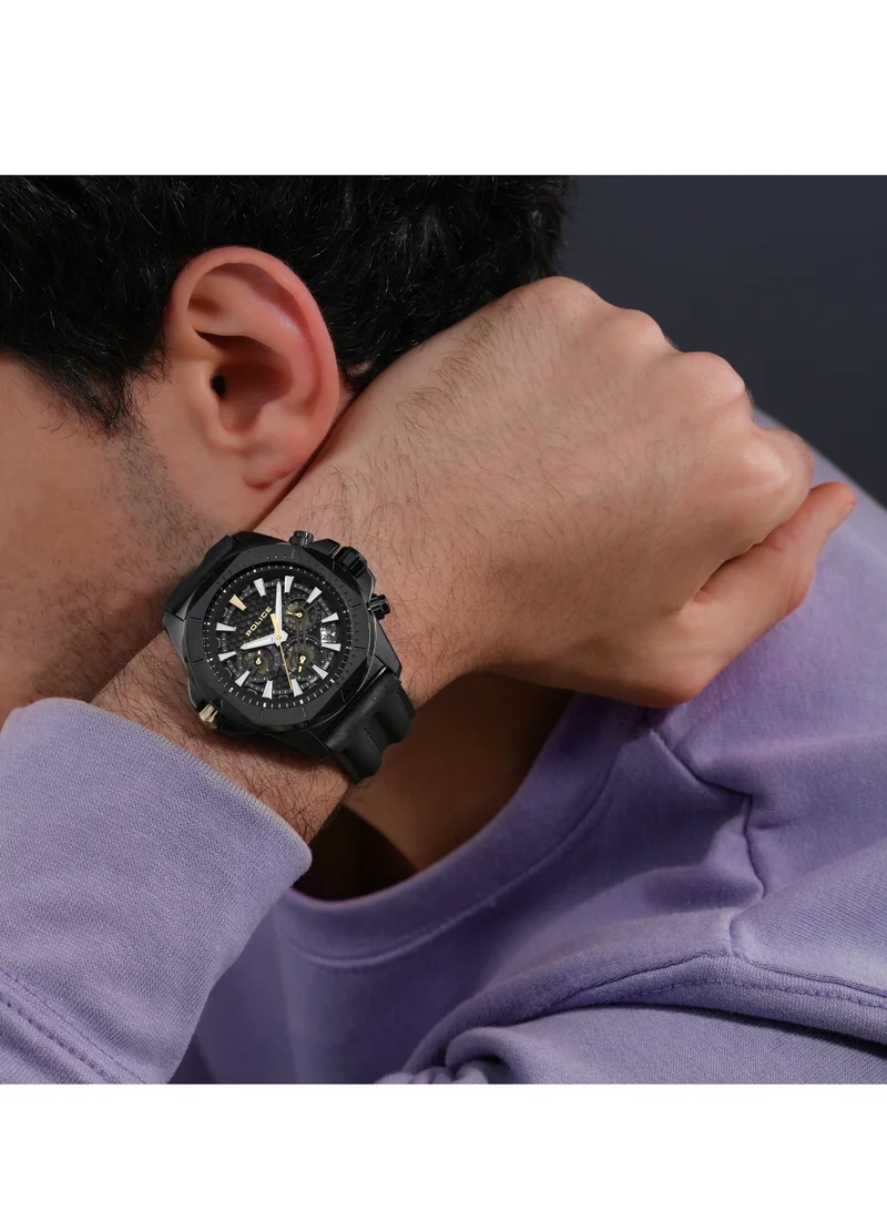 بوليس Electrical 45mm Men's Chronograph Watch with Black Leather Strap