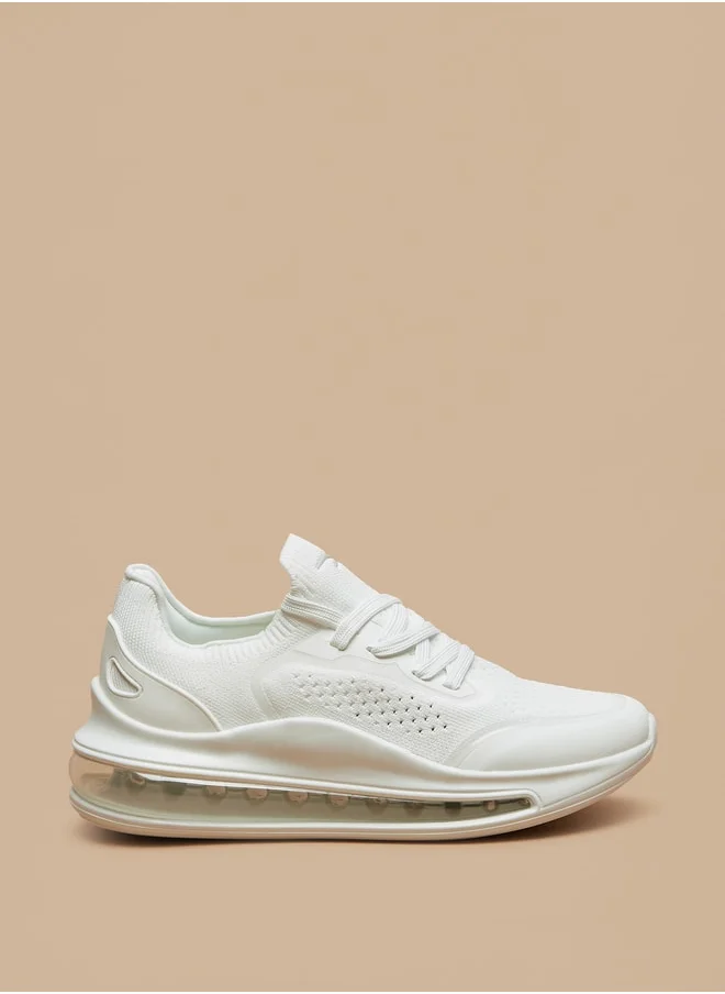 Dash Monotone Walking Shoes with Lace-Up Closure