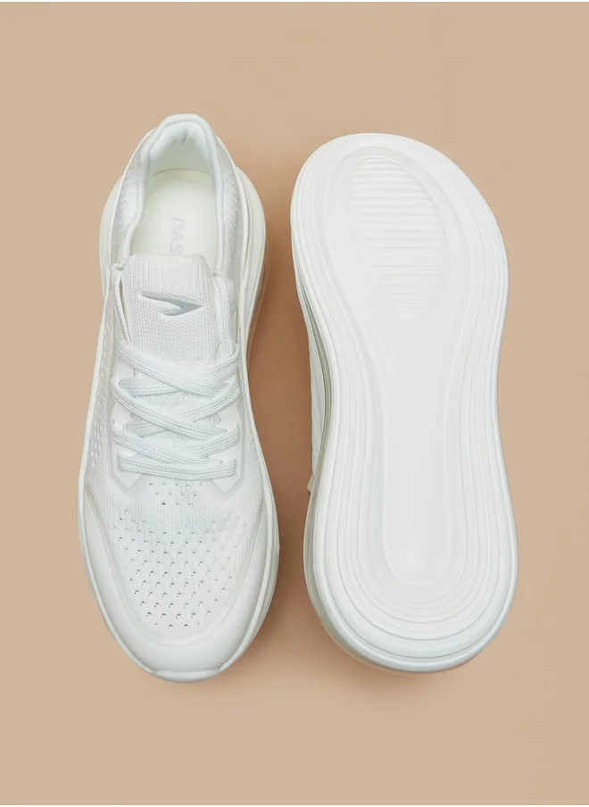 Dash Monotone Walking Shoes with Lace-Up Closure