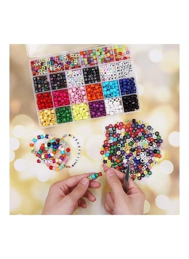 Goolsky خرز حروف دائري من جولسكي، خرز أكريليك بأرقام وحروف مع 10 لفات من خيط الكريستال المرن لصنع المجوهرات، قلادة، سوار - Image 2