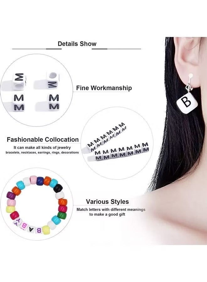 Goolsky خرز حروف دائري من جولسكي، خرز أكريليك بأرقام وحروف مع 10 لفات من خيط الكريستال المرن لصنع المجوهرات، قلادة، سوار - Image 5