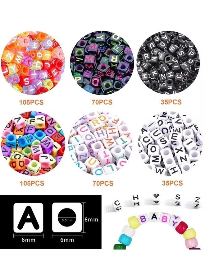 Goolsky خرز حروف دائري من جولسكي، خرز أكريليك بأرقام وحروف مع 10 لفات من خيط الكريستال المرن لصنع المجوهرات، قلادة، سوار - Image 4