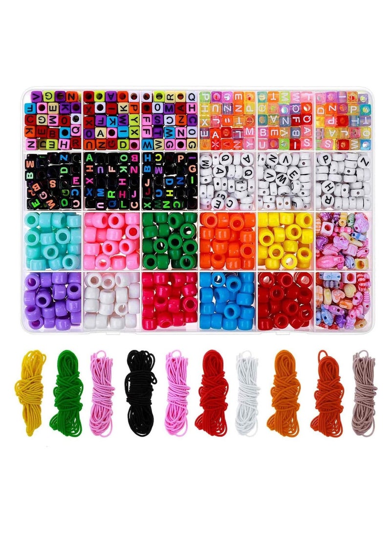 Goolsky خرز حروف دائري من جولسكي، خرز أكريليك بأرقام وحروف مع 10 لفات من خيط الكريستال المرن لصنع المجوهرات، قلادة، سوار - Image 1