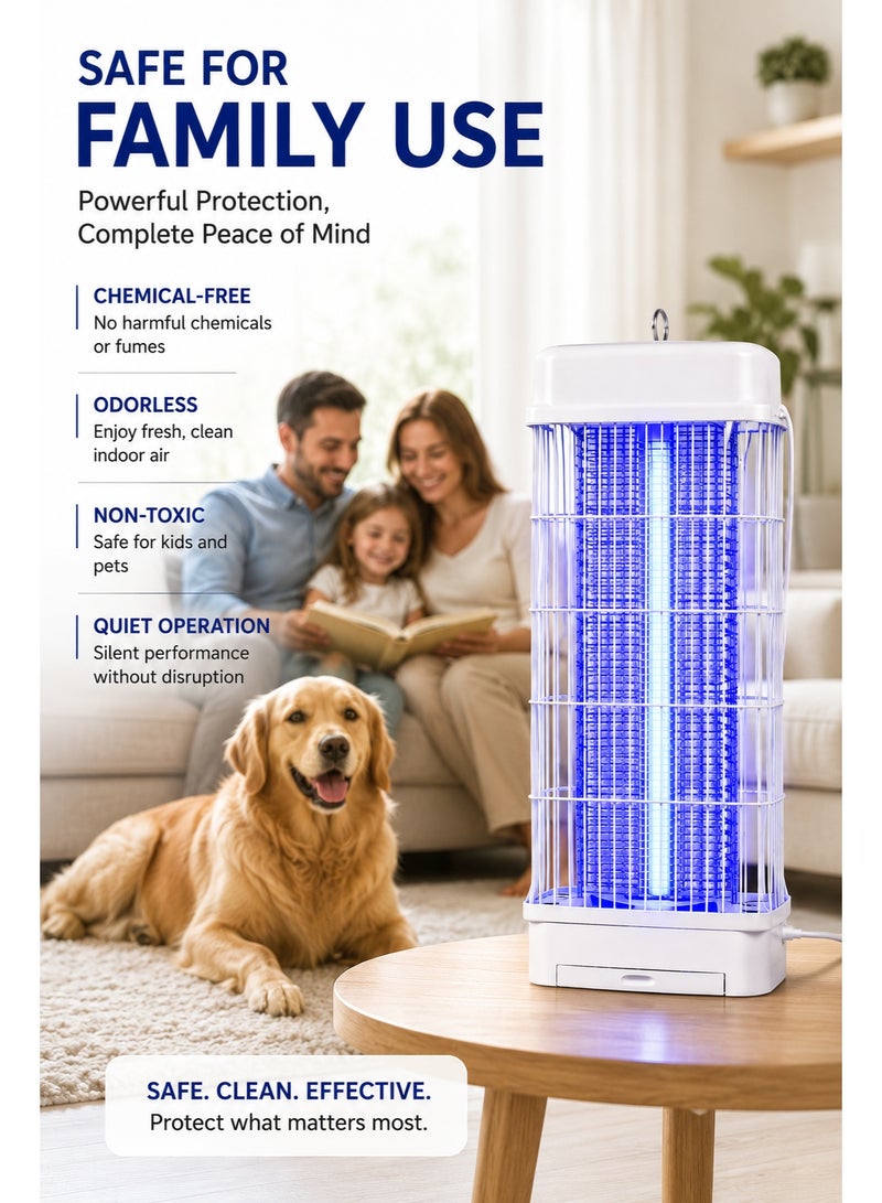 Renata UV Light Bug Zapper, Silent Electric Mosquito & Fly Catcher, Waterproof Insect Control Device with Removable Collection Tray for Indoor & Outdoor Spaces, Home, Office & Villa - Image 4