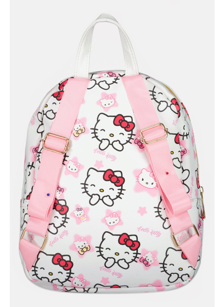 Hello Kitty by Sanrio - Kids Girl Graphic Print Backpack 25 H x 20 L x 8 W cm, White - Image 1