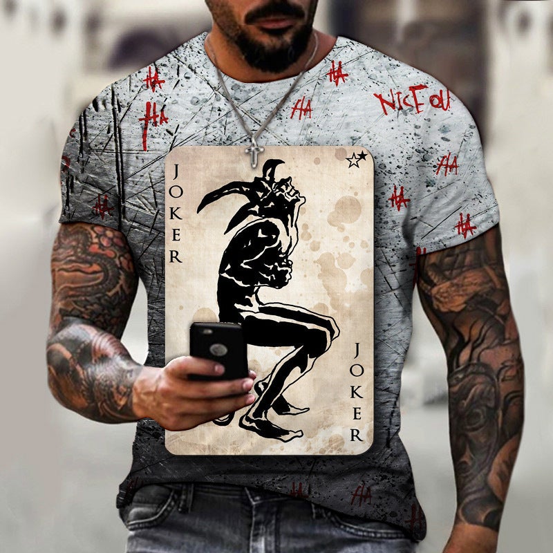 Xqn Popular Poker 3D Printing Fashion Men'S Short Sleeve Loose T-Shirt Wy25 - Image 4
