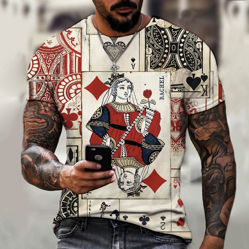 Xqn Popular Poker 3D Printing Fashion Men'S Short Sleeve Loose T-Shirt Wy25 - Image 5