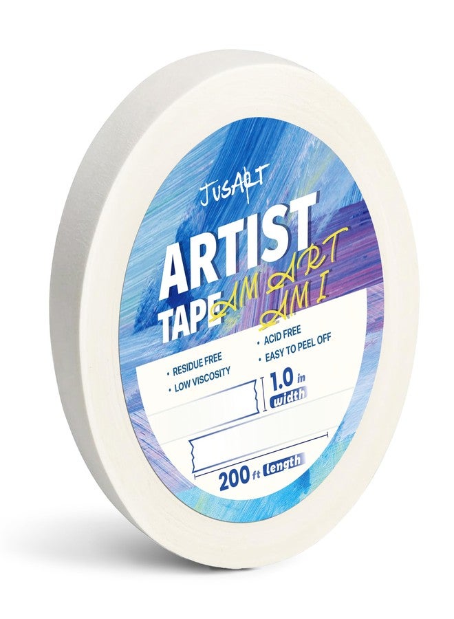 JusArt Artist Tape for Watercolor Paper, 1inch Wide 200FT Long, White Art Tape for Masking, Framing and Painting, Acid Free, Low Tack - Image 1