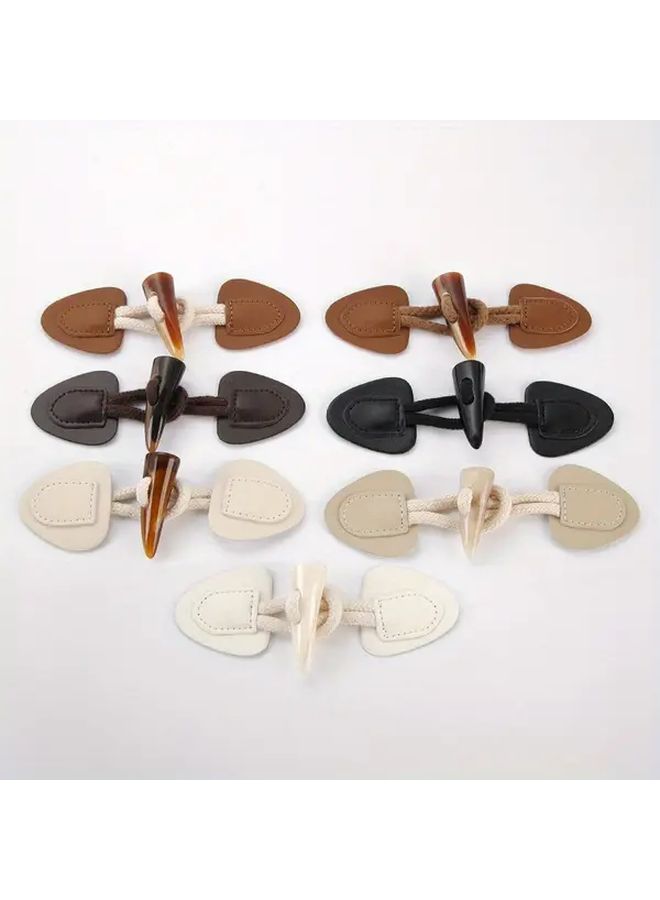 Coffee Faux Leather Toggle Buttons 4 Pairs Sew On Decorative Fasteners for Coats Jackets Duffle Bag - Image 5