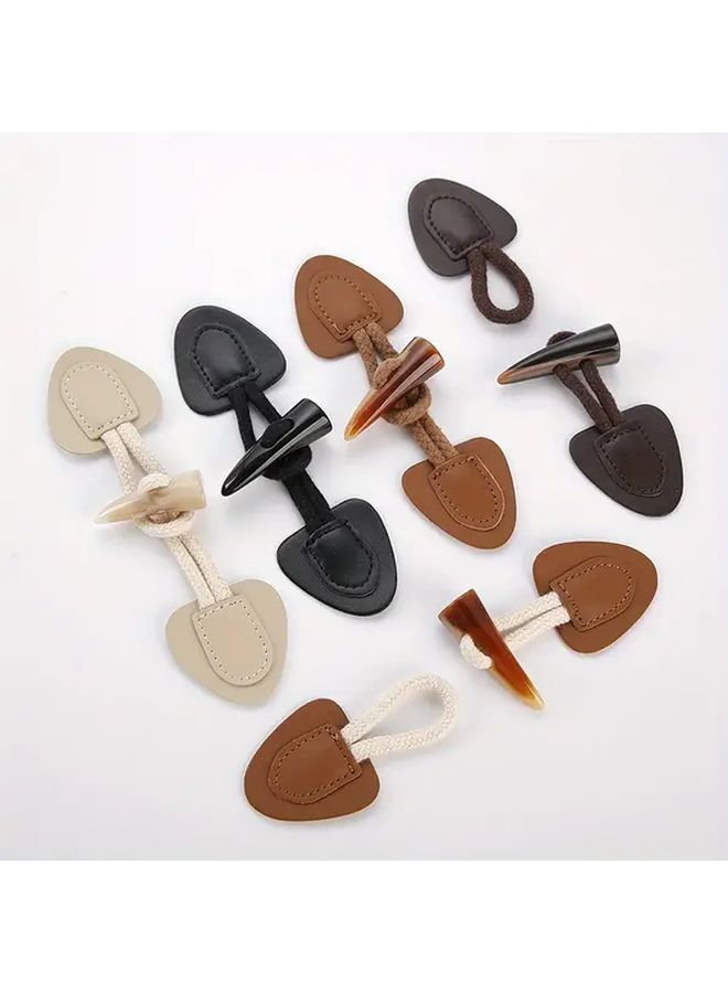 Coffee Faux Leather Toggle Buttons 4 Pairs Sew On Decorative Fasteners for Coats Jackets Duffle Bag - Image 4