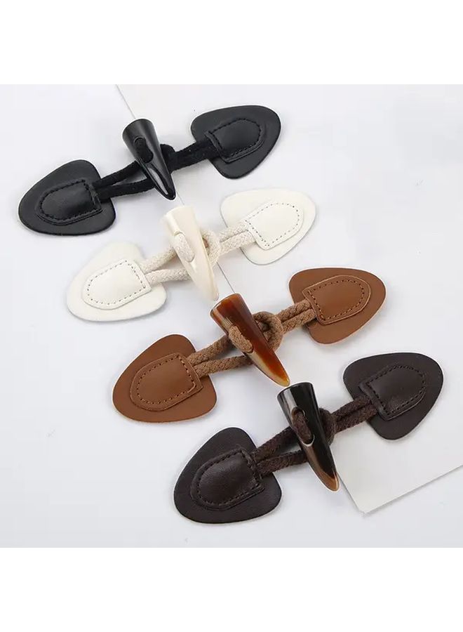 Coffee Faux Leather Toggle Buttons 4 Pairs Sew On Decorative Fasteners for Coats Jackets Duffle Bag - Image 1