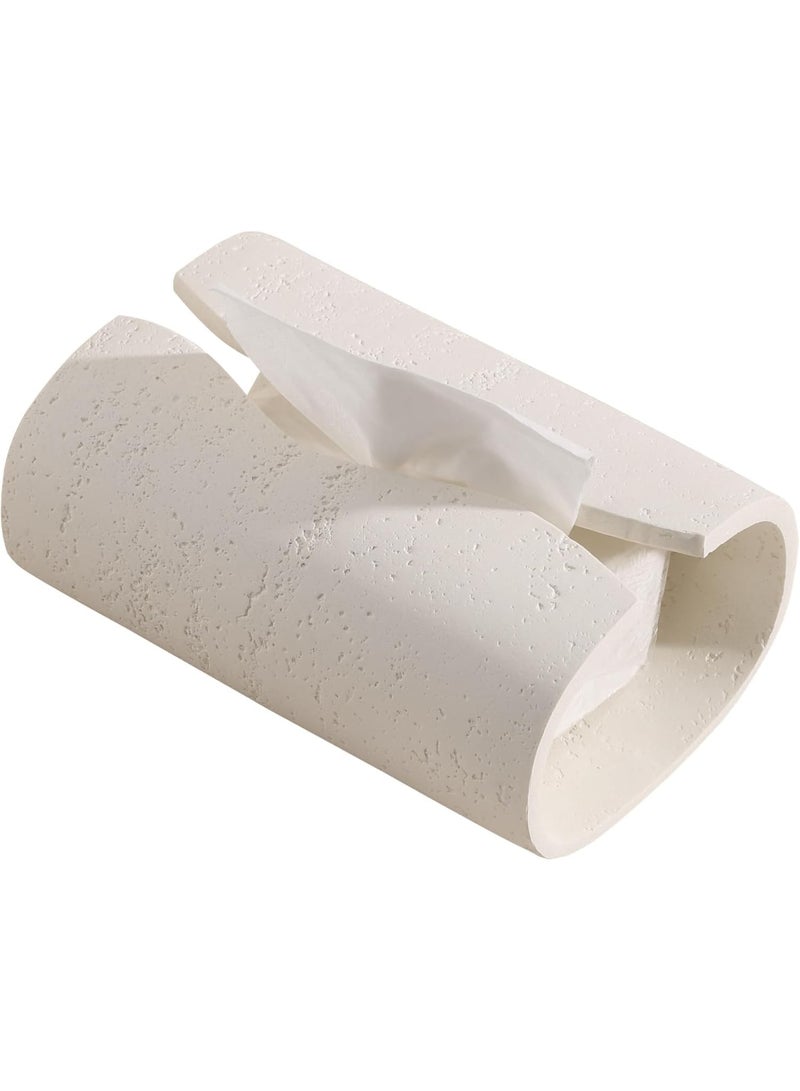 Decorative Resin Rectangular Tissue Box Cover, Cream, 8.86" x 5.52" x 3.43" - Image 1