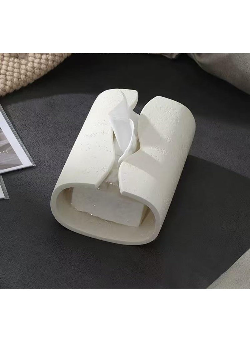 Decorative Resin Rectangular Tissue Box Cover, Cream, 8.86" x 5.52" x 3.43" - Image 3