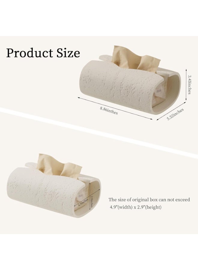 Decorative Resin Rectangular Tissue Box Cover, Cream, 8.86" x 5.52" x 3.43" - Image 4