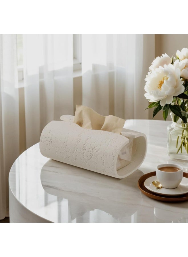 Decorative Resin Rectangular Tissue Box Cover, Cream, 8.86" x 5.52" x 3.43" - Image 5