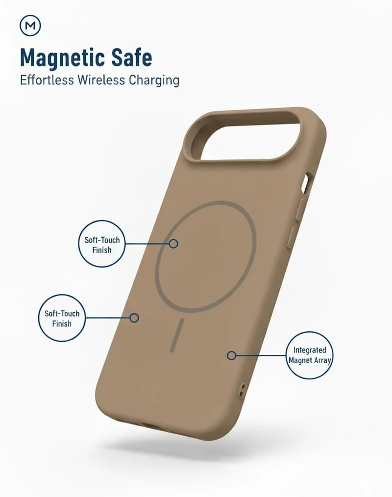 Mobcos Mobcos iPhone 17 Air Brown Mobcos iPhone 17 Air Brown Luxury Magnetic Compatible for iPhone Series – Shockproof, Slim Fit, Soft-Touch Protective Cover with Magnetic Wireless Charging Support  | Best Price UAE