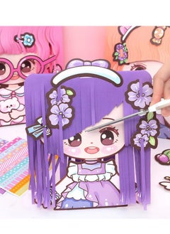 Mordely Magical Hairstylist Kids' Handcrafted DIY Haircutting Toy for Girls - Paper-cutting Quiet Book with 3 Magical Stylist Dolls + 12 Hairpins  - Image 1