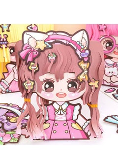 Mordely Magical Hairstylist Kids' Handcrafted DIY Haircutting Toy for Girls - Paper-cutting Quiet Book with 3 Magical Stylist Dolls + 12 Hairpins  - Image 2