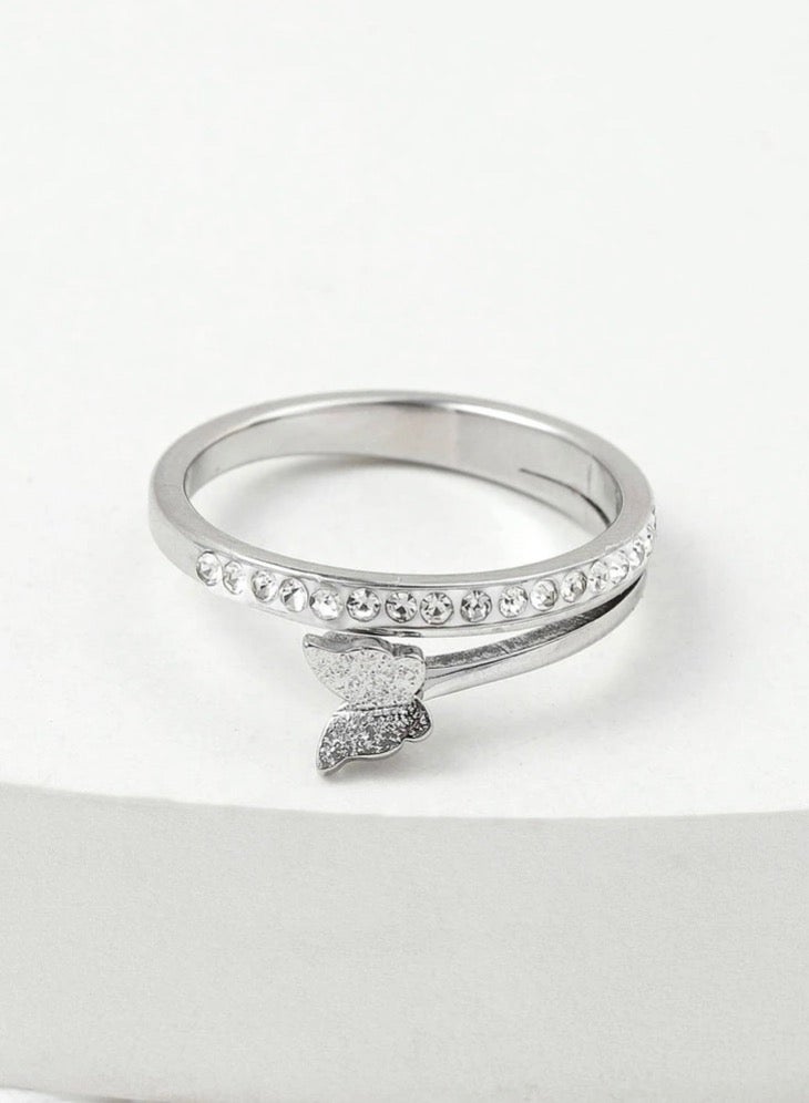 بلو لاين خاتم نسائي أنيق من الاستانلس ستيل باللون الفضي مقاس 7 - Image 3