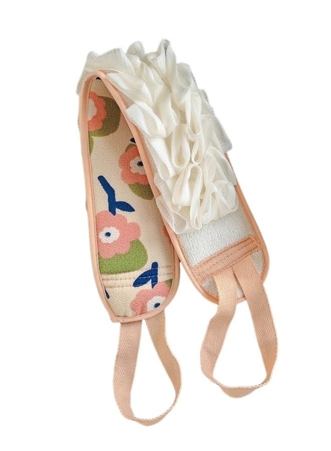 Ruffled Floral Bath Exfoliating Bath Towels Double Sided Soft and Scrubbing Body Wash Cloth with Adjustable Straps Gentle Exfoliation for Smooth Skin Cute Ruffle Design for Bathroom - Image 1