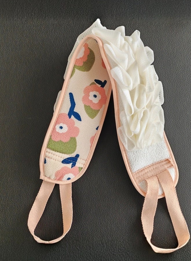 Ruffled Floral Bath Exfoliating Bath Towels Double Sided Soft and Scrubbing Body Wash Cloth with Adjustable Straps Gentle Exfoliation for Smooth Skin Cute Ruffle Design for Bathroom - Image 5