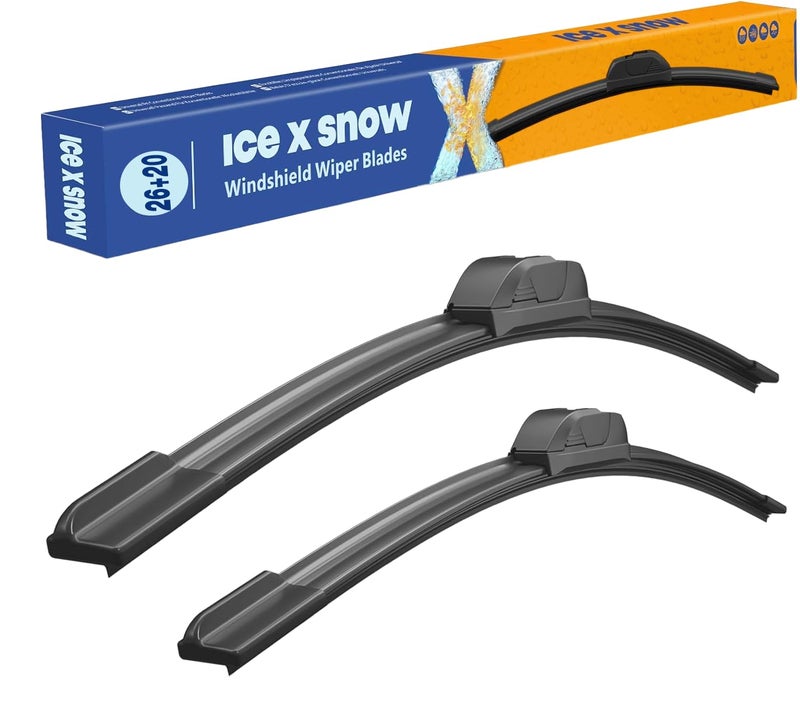 شفاطات الزجاج الأمامي ICEXSNOW 2620 المقاومة للماء بديل لسيارات تويوتا كامري 20232018 هايلاندر 20192008 دودج غراند كارافان 20222008 تاون كونتري 20162008 فورد إيدج 20142007 والمزيد
