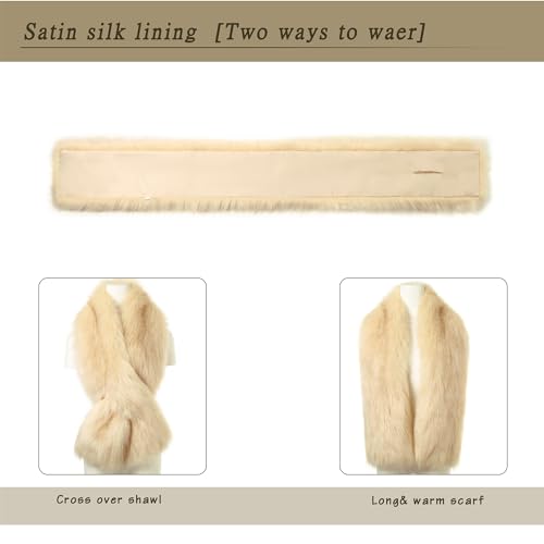 Dikoaina Women's Winter Fake Faux Fur Scarf Wrap Collar Shawl Shrug - Image 4
