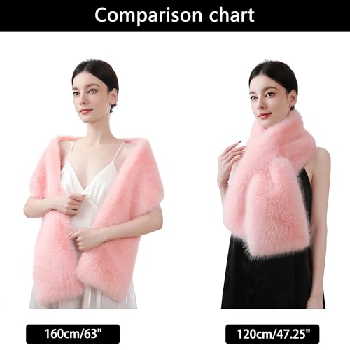 Dikoaina Women's Winter Fake Faux Fur Scarf Wrap Collar Shawl Shrug - Image 2