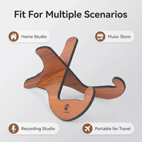 CC CAIHONG Guitar Stand Floor Wooden - Universal Folding X-frame Detachable Non-Slip Portable Wood Guitar Stand with Rubber Covering Edges for Acoustic Electric Bass Guitars - Brown - Image 5