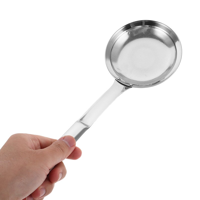 🍳 مصفاة شوكة شبكة دقيقة بملعقة تصفية زيت للمطبخ للقلي والشوربة والحناء بمقبض من الفولاذ المقاوم للصدأ 13 0 4 3 2 0 إنش - Image 3