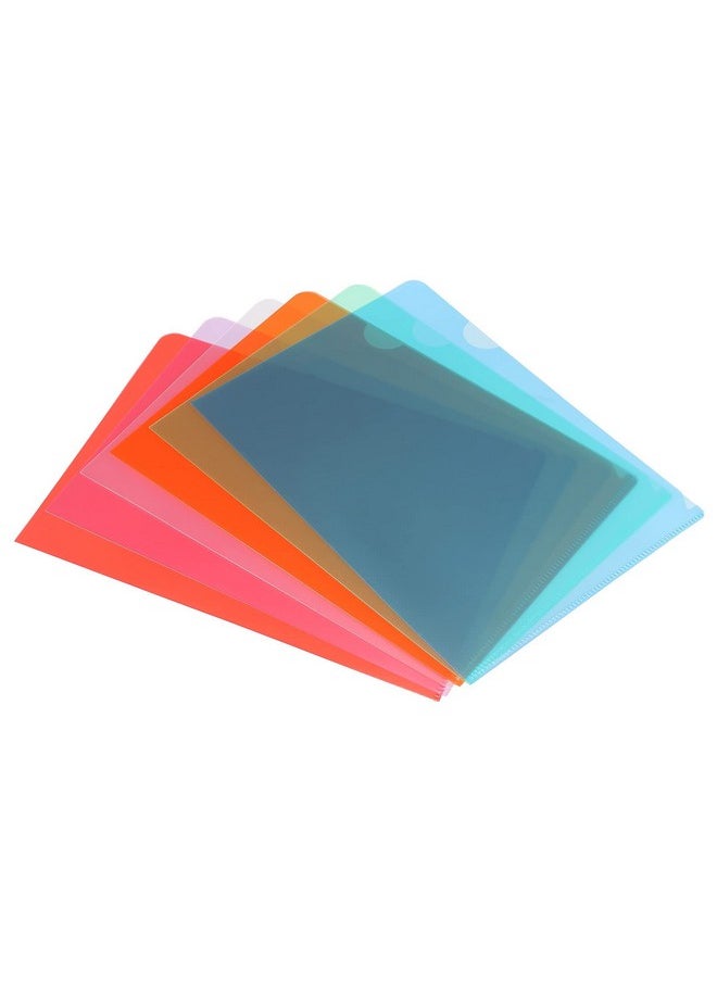 PATIKIL - L Type Folders, 12 Pack A5 8.8 X 6.3 Plastic File Project Pockets Clear Paper Document Jacket Sleeve For Office, Multicolor - Image 1