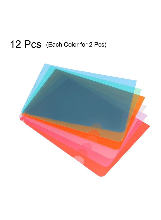 PATIKIL - L Type Folders, 12 Pack A5 8.8 X 6.3 Plastic File Project Pockets Clear Paper Document Jacket Sleeve For Office, Multicolor - Image 1
