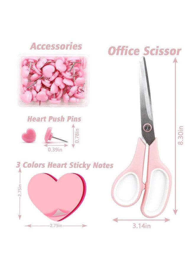 Sportsvoutdoors Pink Desk Accessories, Pink Office Supplies, Stapler And Tape Dispenser Set, Pink Desk Accessory Kit, Gift For Students, Women, Coworkers, Boss Lady, Office Clerks  - Image 3