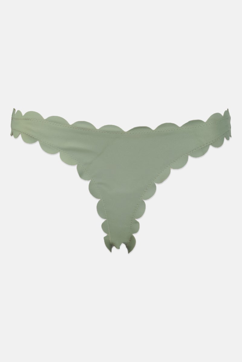 Asos Design Women Solid Pull On Bikini Bottom, Dark Green  - Image 1