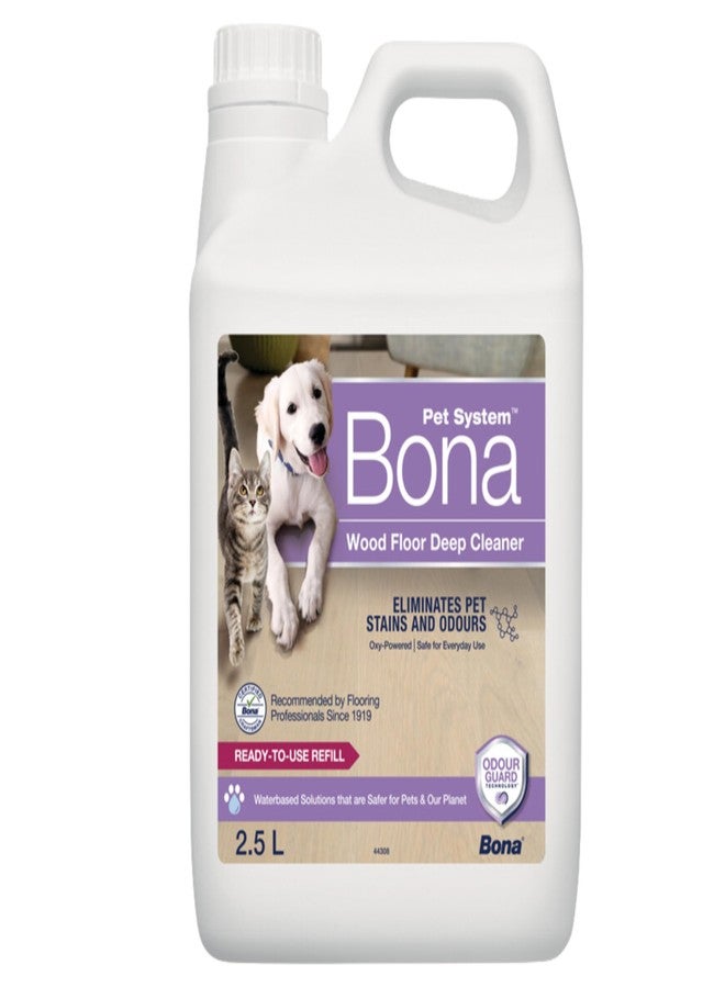 بونا عبوة إعادة تعبئة منظف الأرضيات الخشبية العميق من بونا للحيوانات الأليفة (2.5 لتر) | مُصمم خصيصًا للمنازل ذات الأرضيات الخشبية التي بها حيوانات أليفة | ينظف آثار أقدام الحيوانات الأليفة، وبقع البول، والأوساخ، ويزيل الروائح الكريهة | للكلاب والقطط والجراء - Image 1