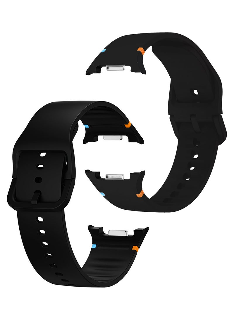 CATANES Sport Band for Galaxy Watch 8 40mm 44mm and Watch 8 Classic 46mm, Silicone Replacement Strap, M/L Size - Black - Image 1