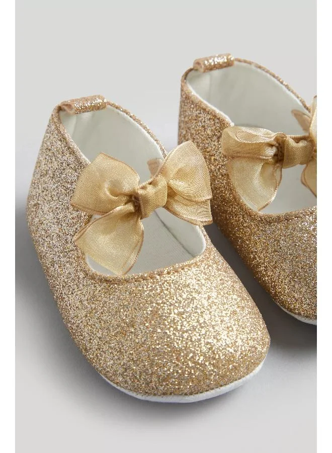mothercare Gold Glitter Ballerina Baby Shoes