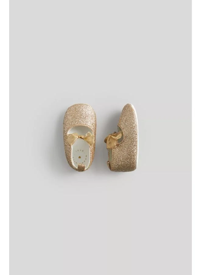mothercare Gold Glitter Ballerina Baby Shoes
