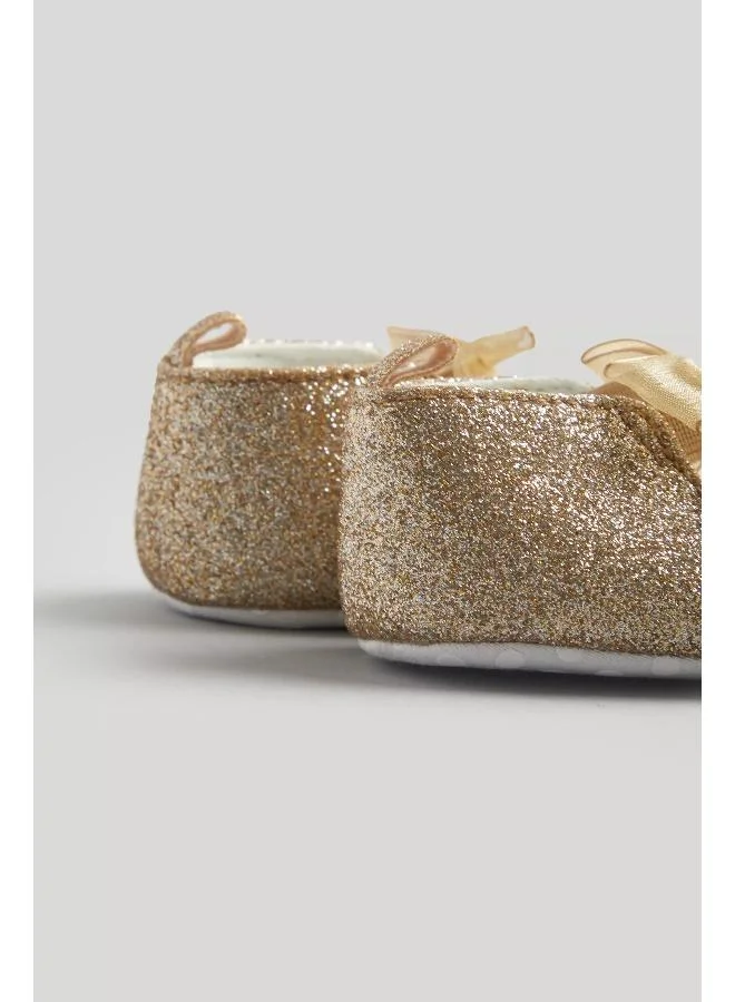 mothercare Gold Glitter Ballerina Baby Shoes