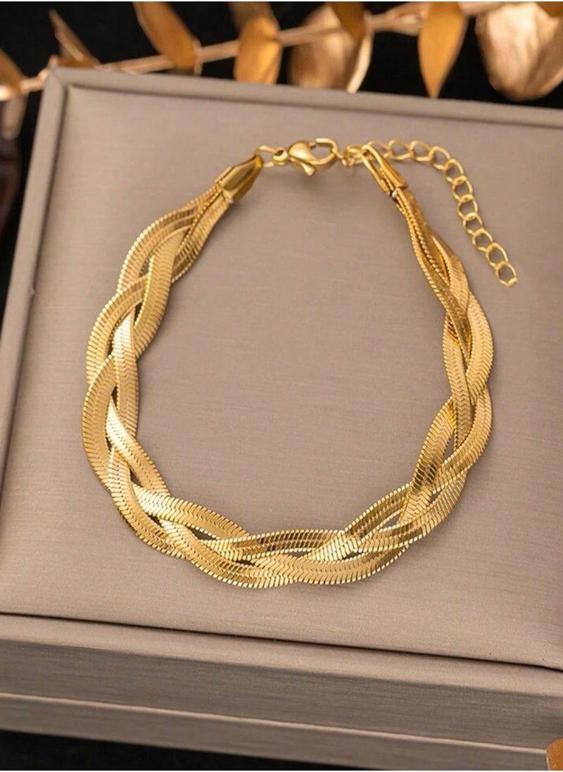 sixtyfour Elegant Gold Plated Stainless Steel Bracelet For Women  - Image 4
