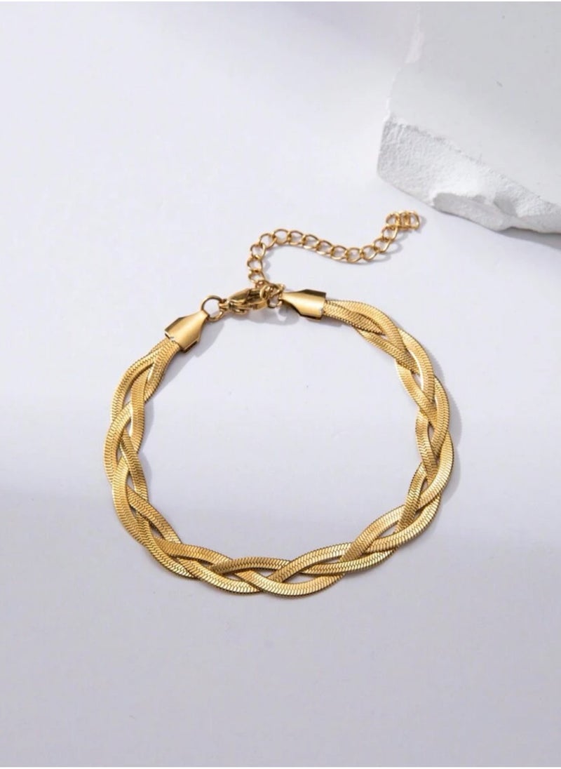 sixtyfour Elegant Gold Plated Stainless Steel Bracelet For Women  - Image 2