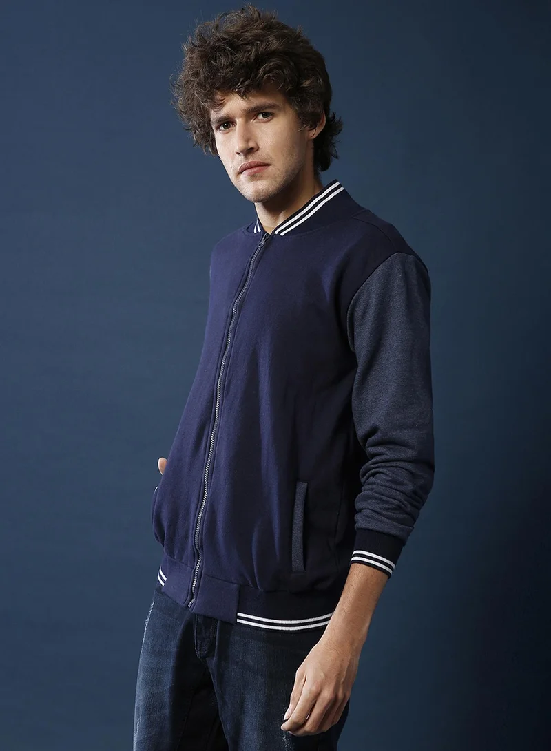 كامبوس سوترا جاكيت بومبر رجالي أزرق داكن محبوك