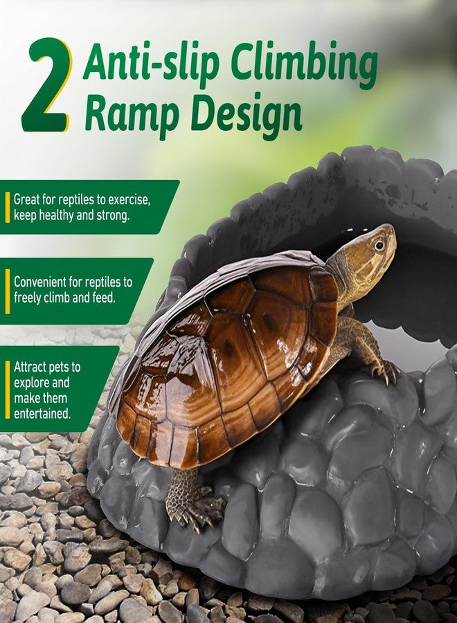 Hygger zoo Reptile Water Dish Large Bearded Dragon Food Bowl, Rock Corner Water Dish for Reptiles Snake Water Bowl Feeding for Leopard Gecko Tortoise Lizard Tank Accessories, Terrarium Reptile Pool with Ramp - Image 4