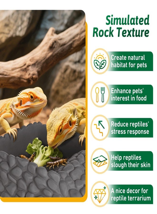Hygger zoo Reptile Water Dish Large Bearded Dragon Food Bowl, Rock Corner Water Dish for Reptiles Snake Water Bowl Feeding for Leopard Gecko Tortoise Lizard Tank Accessories, Terrarium Reptile Pool with Ramp - Image 3