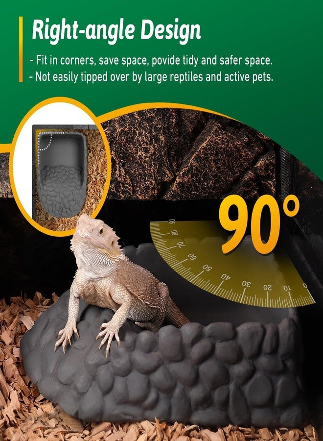 Hygger zoo Reptile Water Dish Large Bearded Dragon Food Bowl, Rock Corner Water Dish for Reptiles Snake Water Bowl Feeding for Leopard Gecko Tortoise Lizard Tank Accessories, Terrarium Reptile Pool with Ramp - Image 2