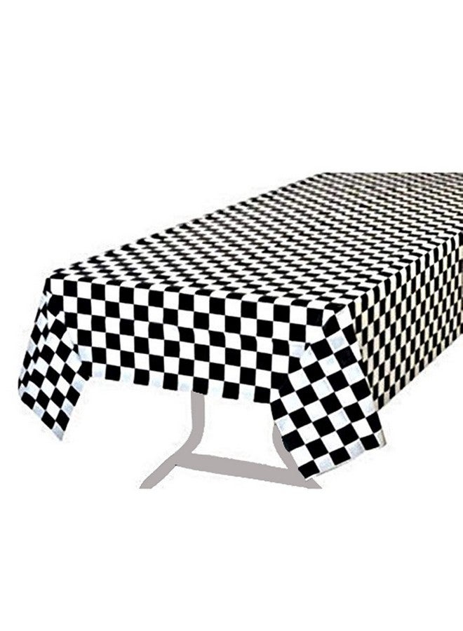 BRICHBROW Pcs Of 2 Premium Plastic Checkered Flag Tablecloths Picnic Table Covers, Tablecovers Party Favor (2, Black) - Image 1